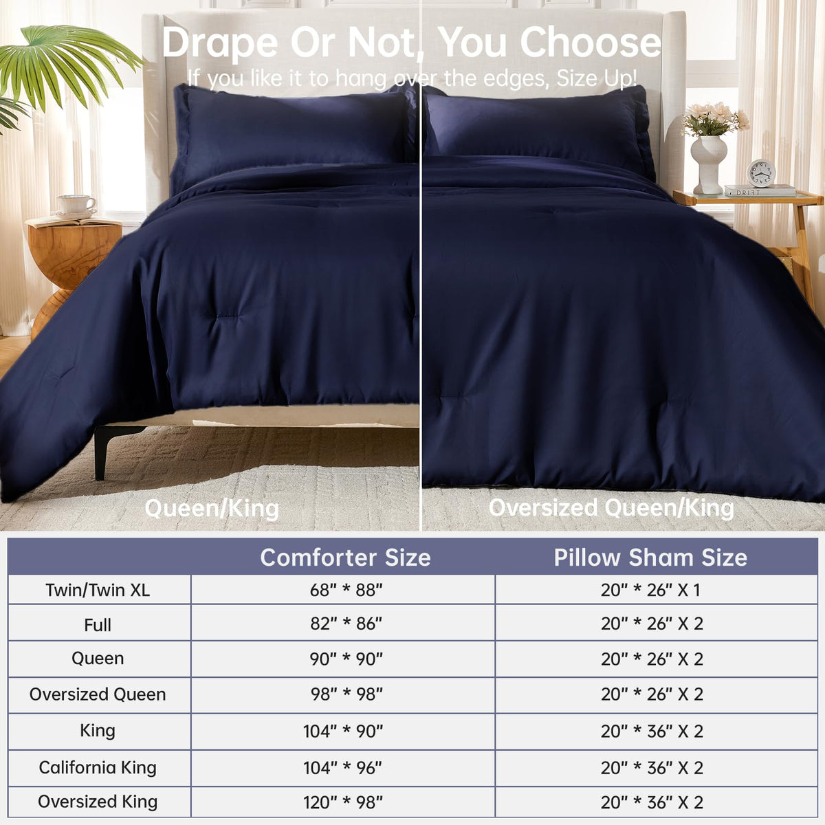 MUXHOMO Set in navy decor complements any bedroom scheme.