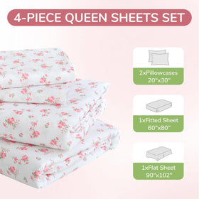 MUXHOMO Blossoms Pink queen sheets demonstrate a deep-pocket fit for secure bedding.