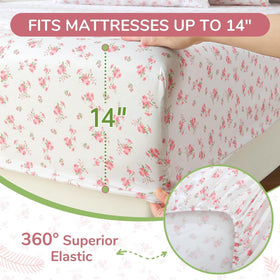 MUXHOMO Blossoms Pink queen sheets are easy to wash and care for.