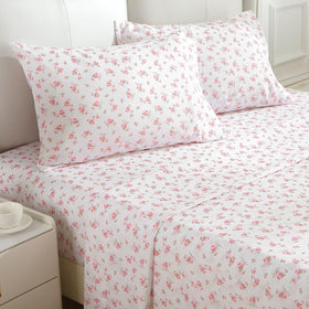 MUXHOMO Blossoms Pink queen sheets enable a neat bed with easy care.