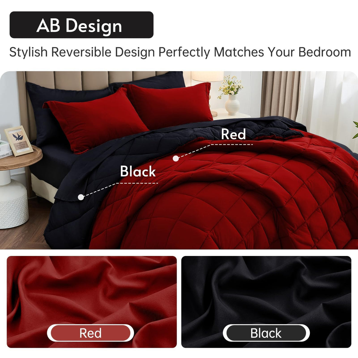 Muxhomo reversible dual-tone comforter displays easy style switch for seasons
