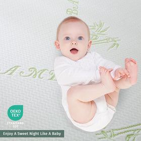 Soft bamboo-derived rayon blend provides quiet, comfortable sleep.
