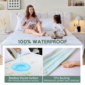 MUXHOMO waterproof membrane bed cover helps keep your mattress dry during spills.