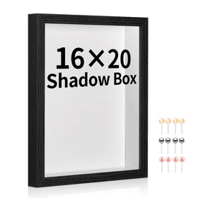MUXIUNT 16x20 shadow box front view showcases a deep black frame for keepsakes