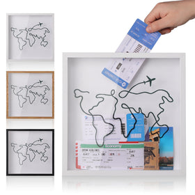 MUXIUNT Travel Adventure Archive Box front view showing clear display for keepsakes.