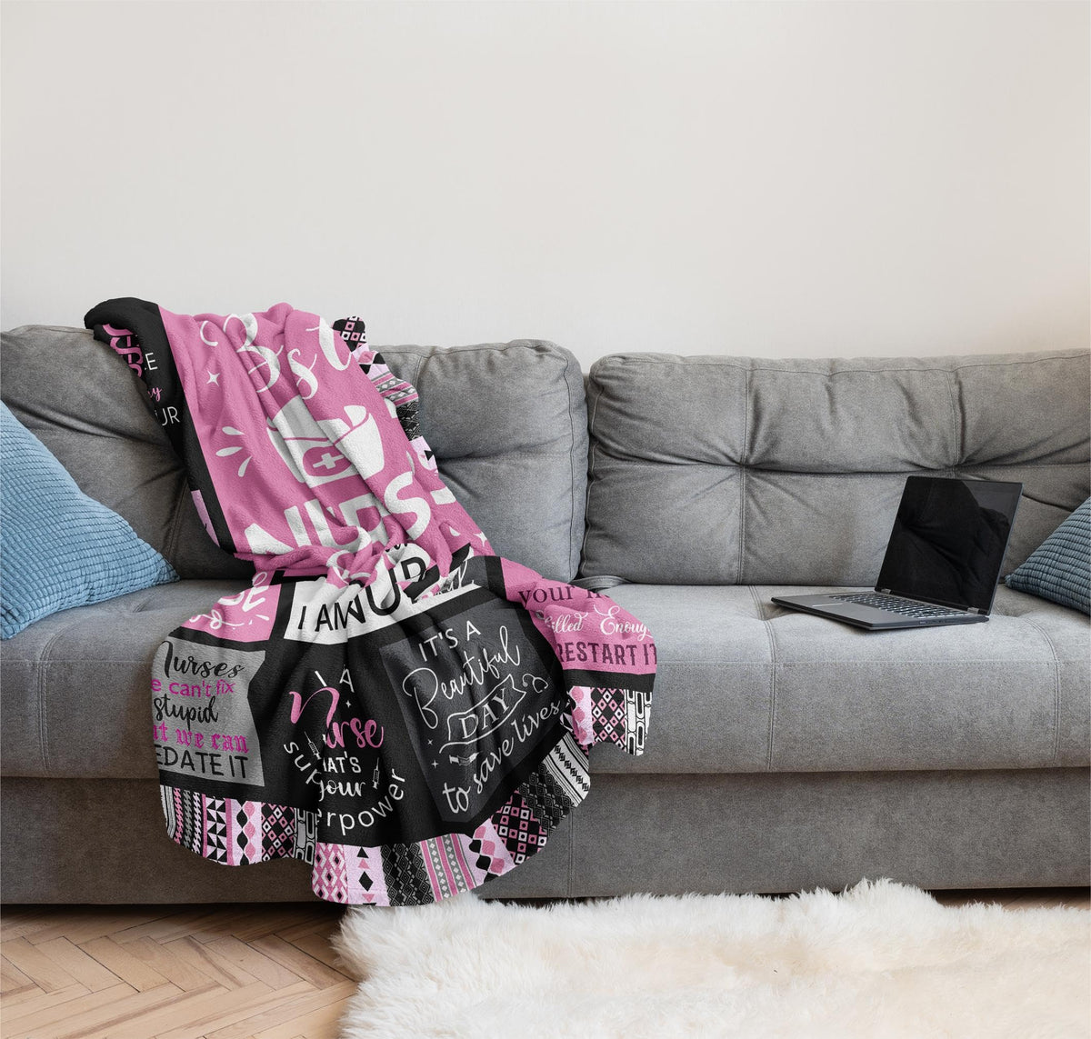 Dorm room setup with Muxuten blanket adding warm ambiance