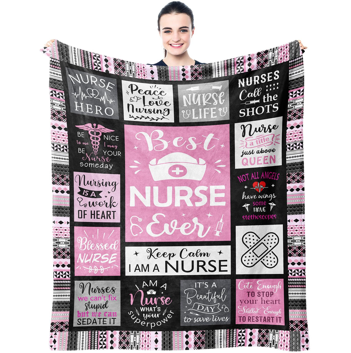 Muxuten nurse blanket front view shows soft flannel texture for cozy warmth