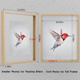 MUYE 11x14 floating frame back view showing two-sided display for memories