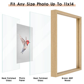 MUYE 11x14 floating frame easy photo insertion between glass panes