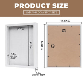 Muzilife 11x14 shadow box tempered glass cover provides durable, clear protection