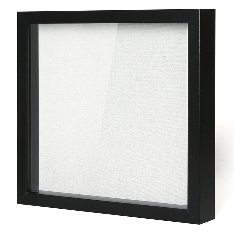 Muzilife 12x12 shadow box front view displaying photos and keepsakes