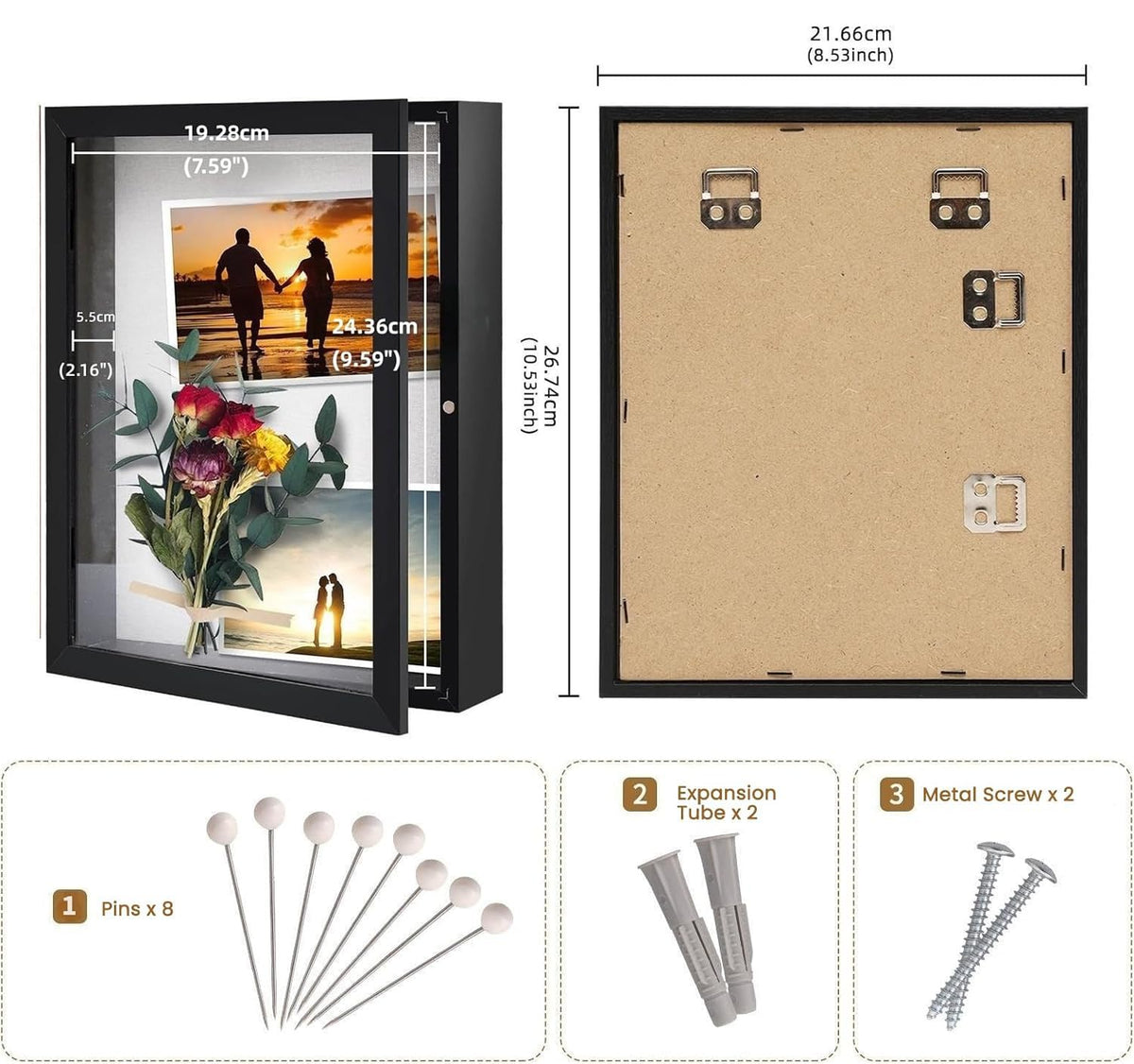 Muzilife 8x10 shadow box with magnetic door for easy updates