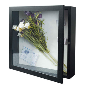 Muzilife shadow box frame black front view for showcasing keepsakes