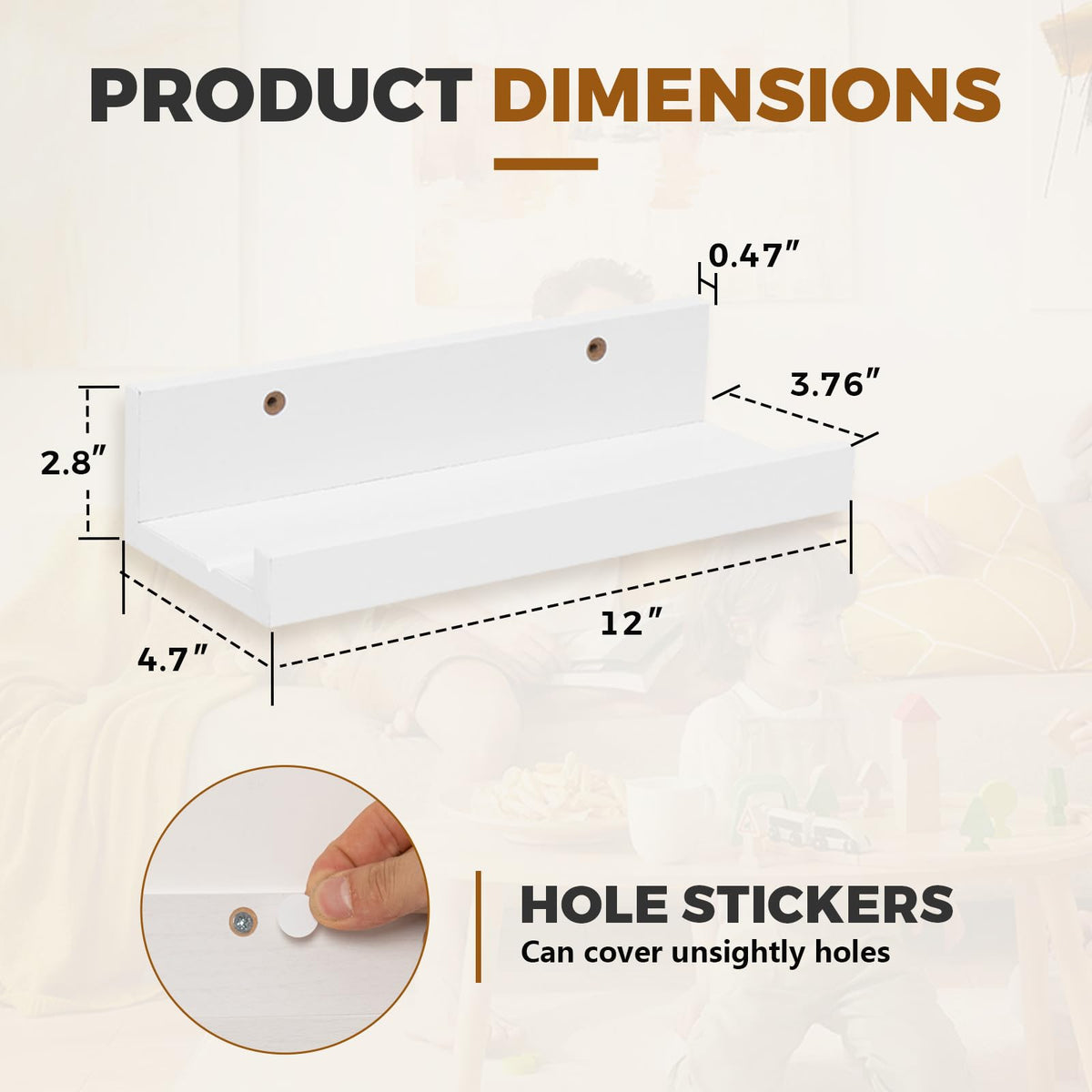 Two Muzilife floating shelves shown side by side for organized décor