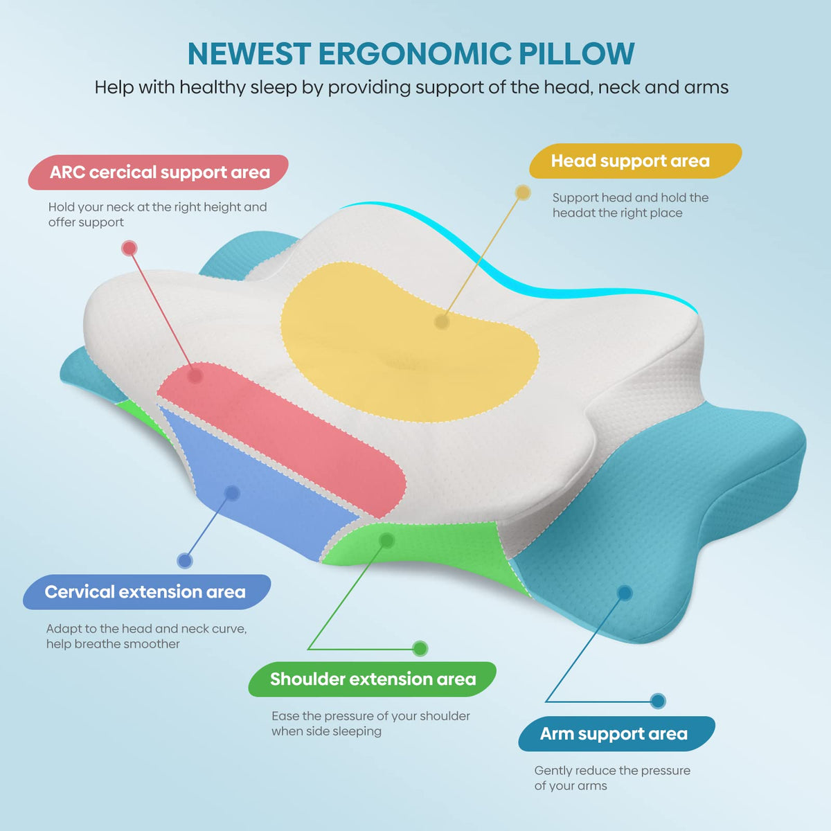 Muzsoul queen-size pillow with fluffy loft after unpacking.