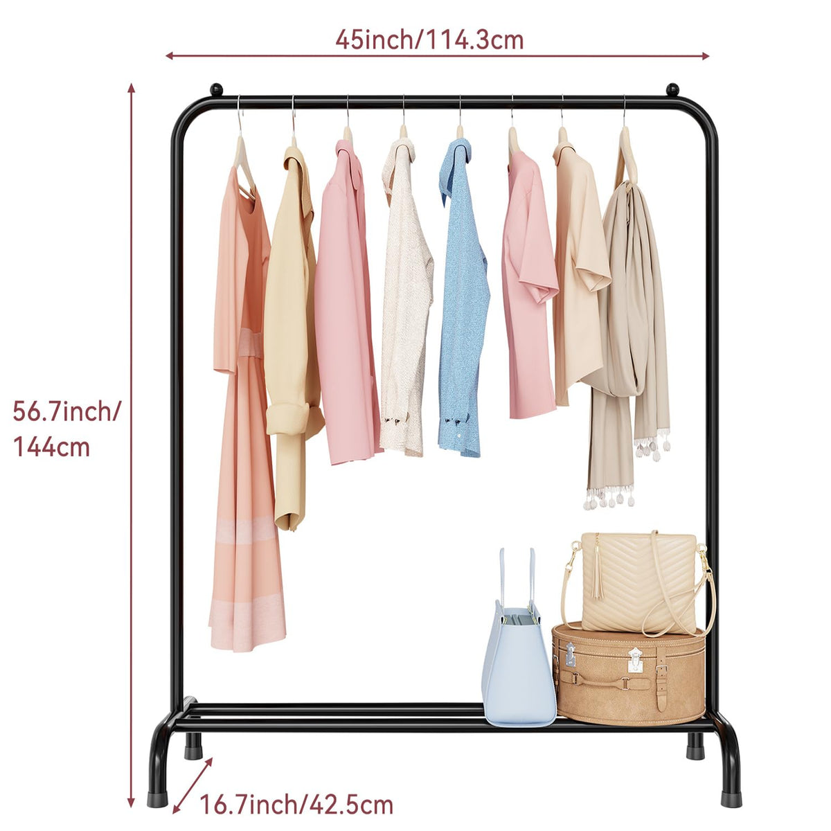 Durable 25mm steel tubing provides sturdy support for frequent wardrobe use.