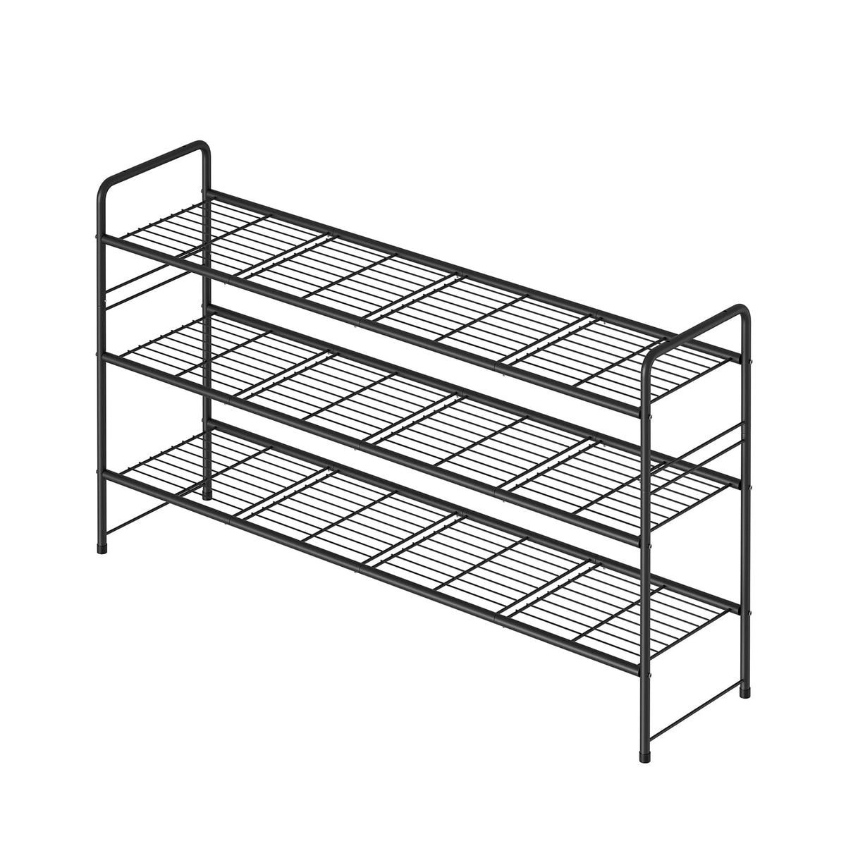 MWQ 3-tier shoe rack black daily use showcases versatile organization.