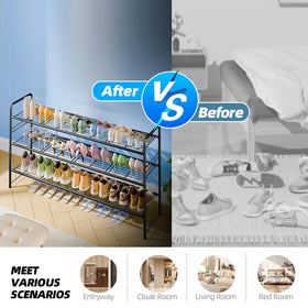 MWQ 3-tier shoe rack black internal bracing ensures stability during use.