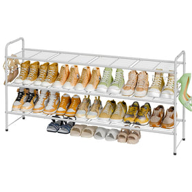 MWQ 3-tier shoe rack in closet shelves organizes sneakers and heels