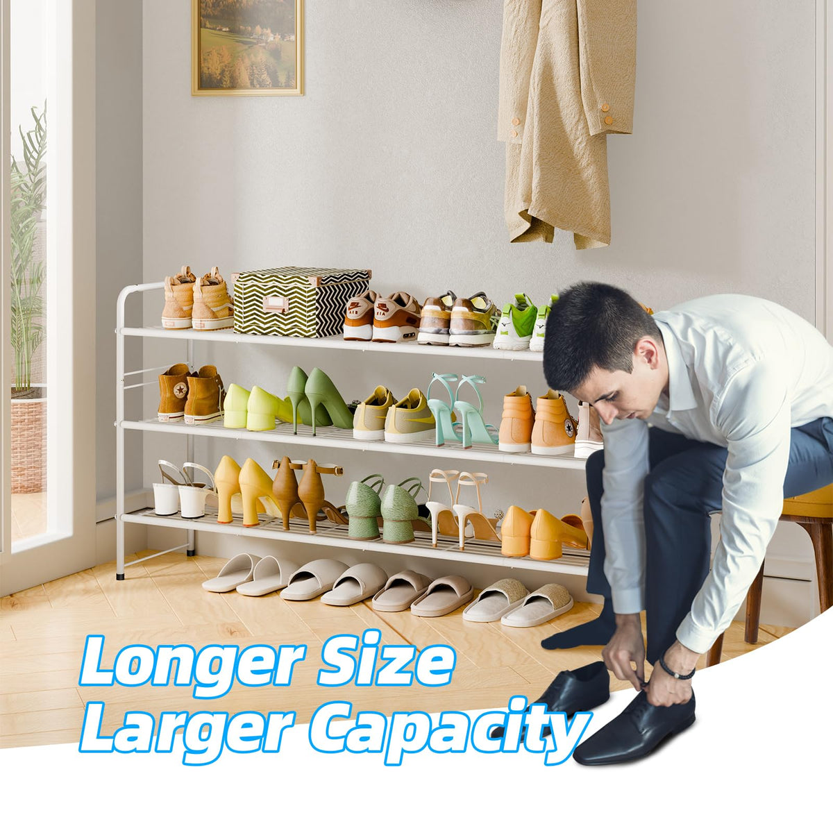 MWQ 3-tier shoe rack metal construction emphasizes durability for daily use