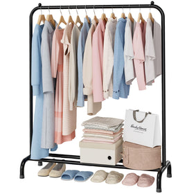 MWQ clothing rack with a 45-inch hanging rod for organized outfits and easy access.
