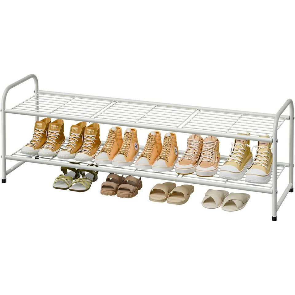 MWQ shoe rack 2-tier closet view stores up to 12 pairs for tidy footwear.