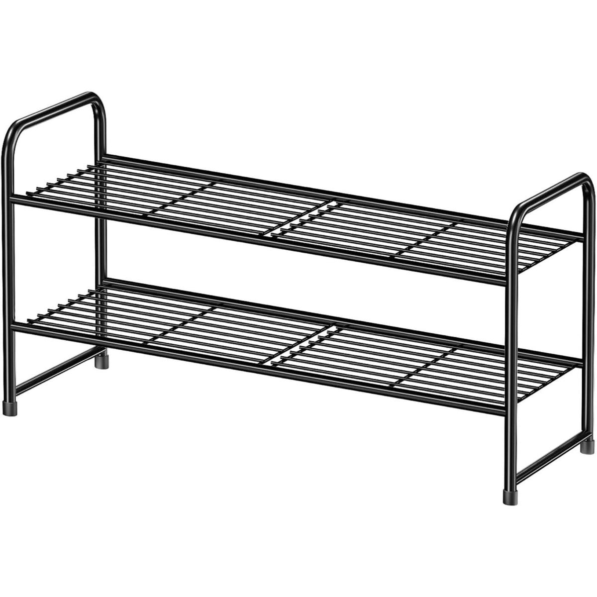 MWQ Simple Shoe Rack front view, 2-tier design neatly organizes shoes.
