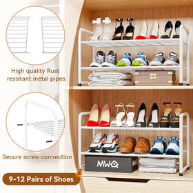 MWQ Simple Shoe Rack stackable design demonstrated for vertical storage