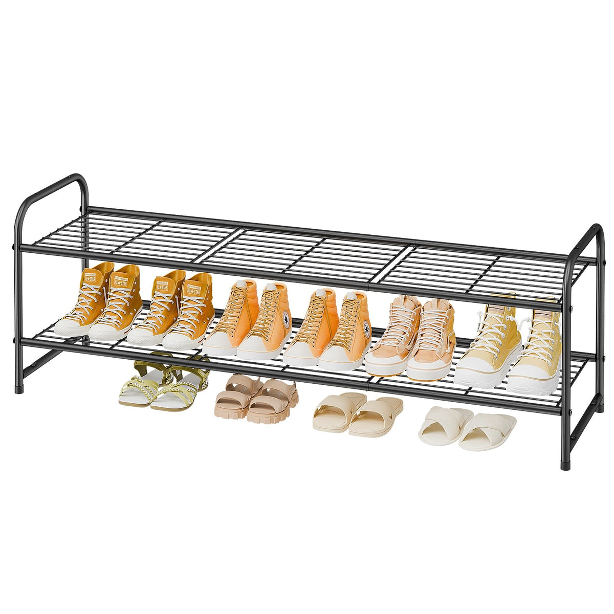 MWQ two-tier shoe rack closet front view showing organized daily shoes