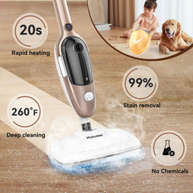Mxnsewr Steam Mop Rose Gold floor cleaning demonstrates fast, chemical-free drying.
