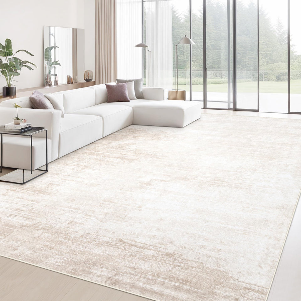 MXSANYOO area rug 9x12 beige with modern abstract design, soft underfoot for living spaces.