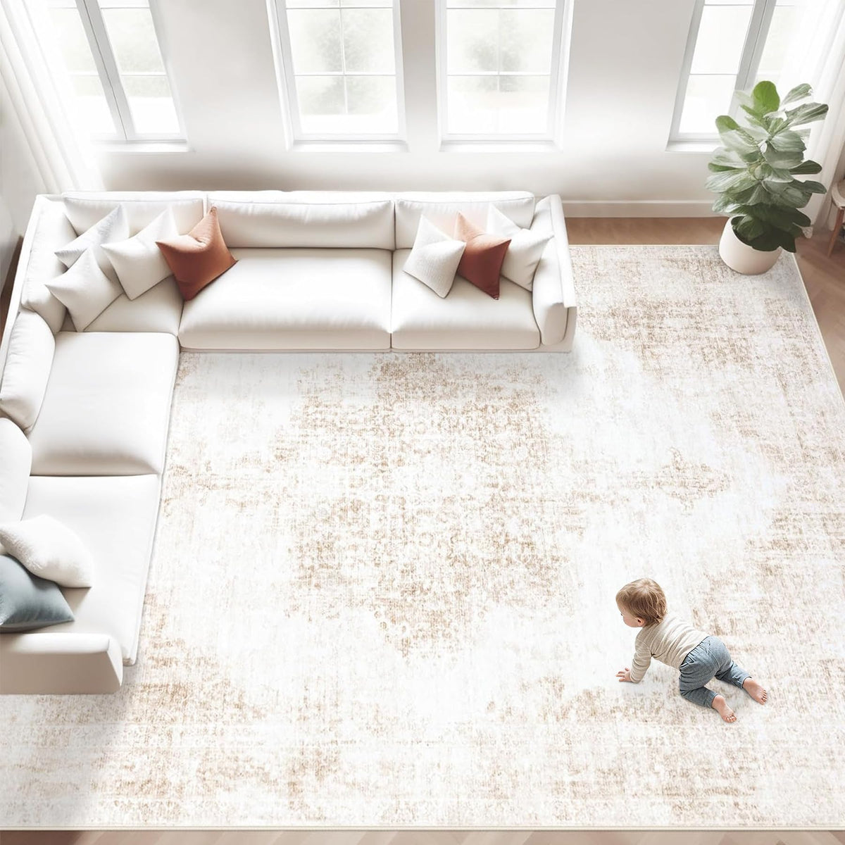 MXSANYOO 8x10 vintage beige medallion rug for timeless living spaces