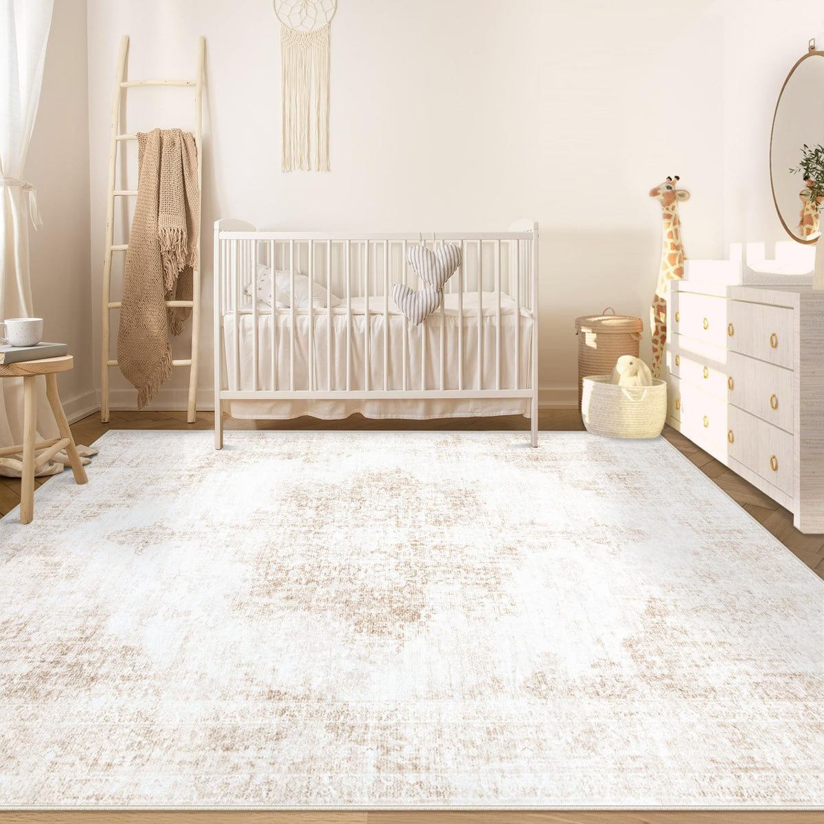 MXSANYOO rug 5x7 soft low-pile beige for comfortable footfall.