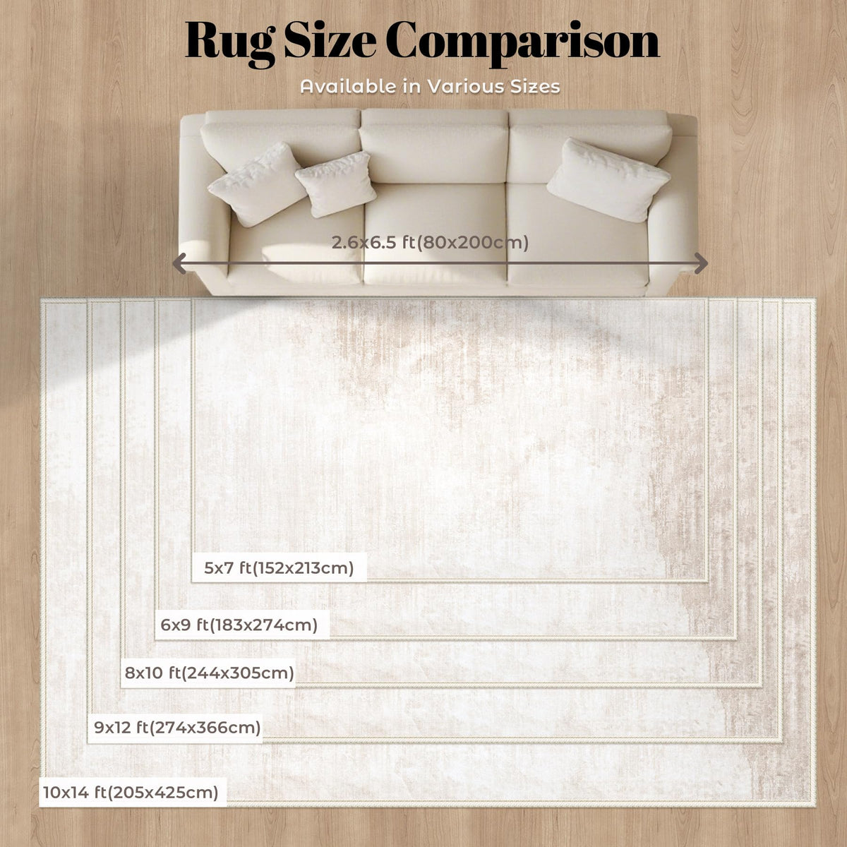 MXSANYOO beige rug complements dining and living spaces with a neutral tone.