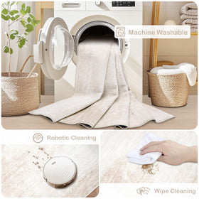 MXSANYOO low-pile beige rug makes cleaning quick and practical for busy homes.