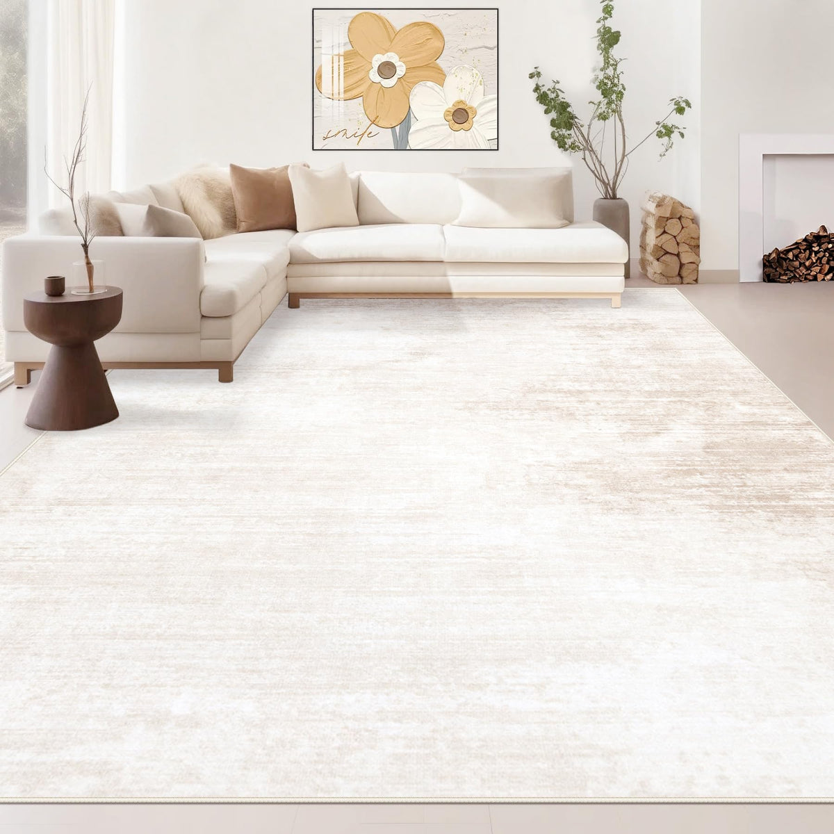 MXSANYOO area rug 8x10 beige with modern abstract design, ideal for living rooms.