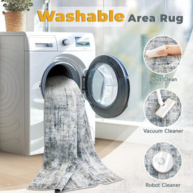 MXSANYOO washable rug showcases stain-resistant surface for quick cleanup.