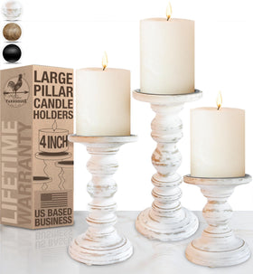 My Fancy Farmhouse 9-inch pillar candle holder creates cozy living room ambiance