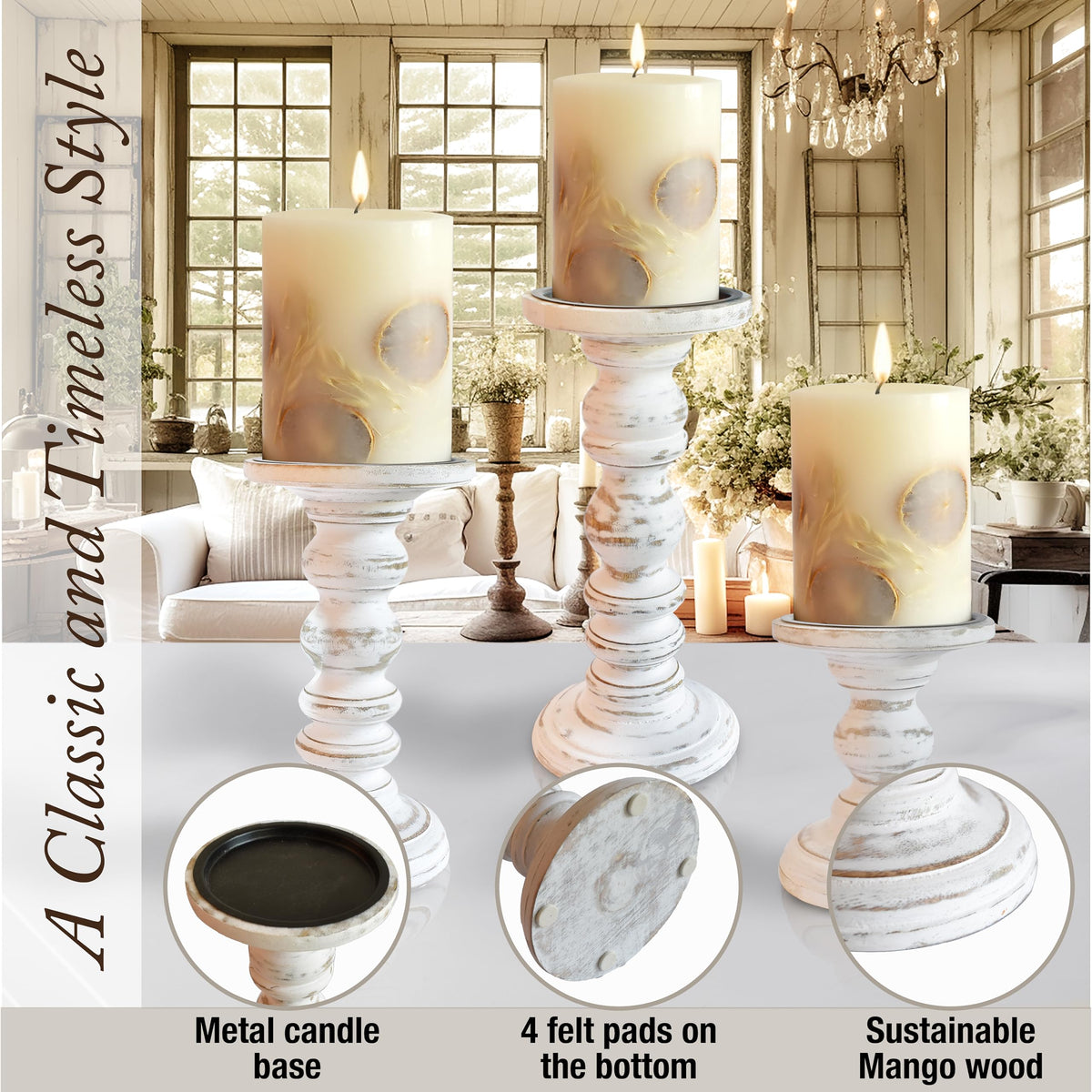 My Fancy Farmhouse antique-white finish with carved details and rustic charm