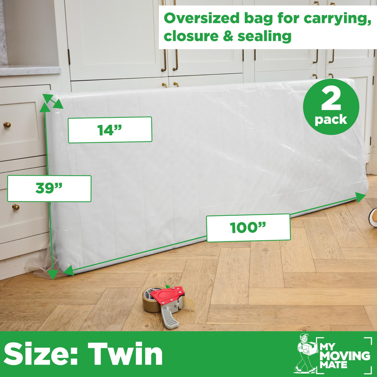 My Moving Mate storage-ready bag keeps mattresses clean during short-term storage.