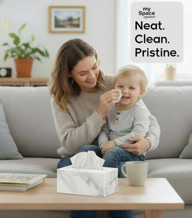 My Space Organizers kitchen tissue box cover rectangle complements neutral countertops.