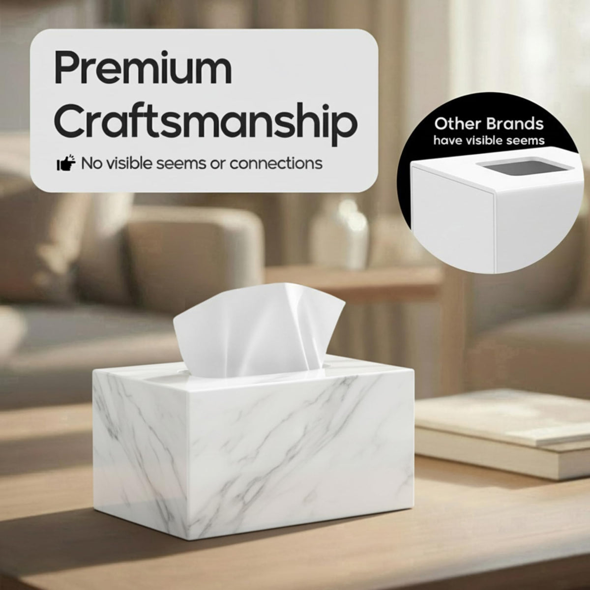 My Space Organizers living room tissue box cover rectangle adds subtle sophistication.