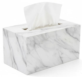 My Space Organizers tissue box cover rectangle enhances bathroom tidiness with marble style.