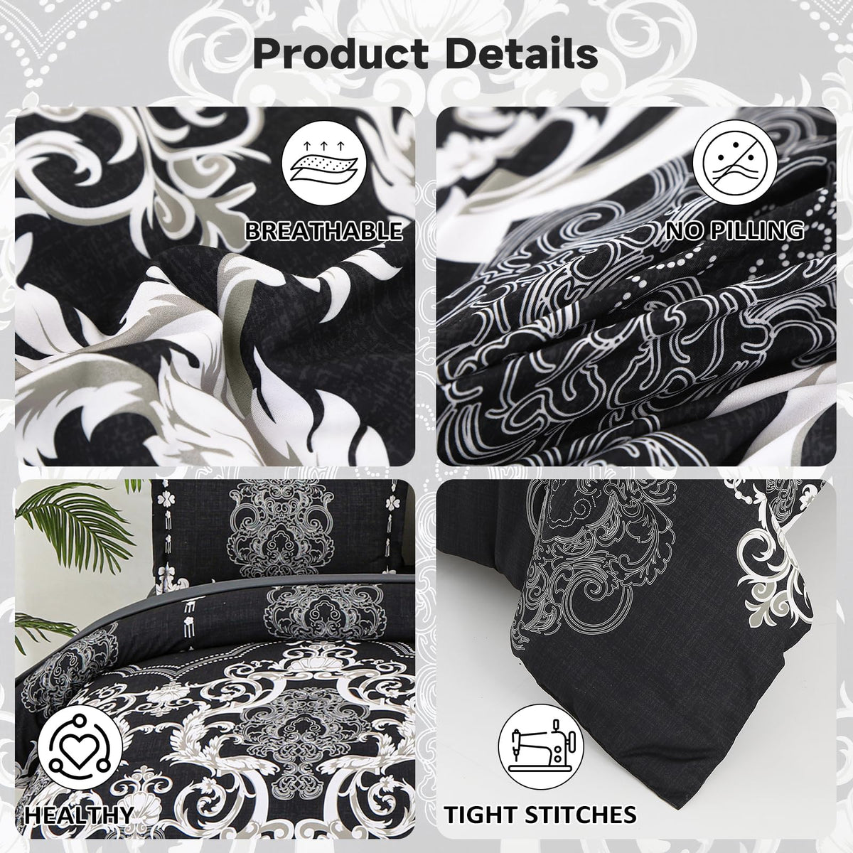 Mybedsoul bedding set detailed view highlights cohesive design and stitching quality.