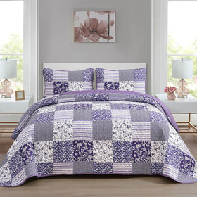 Mybedsoul purple quilt set on a queen bed, showcasing an all-season look.