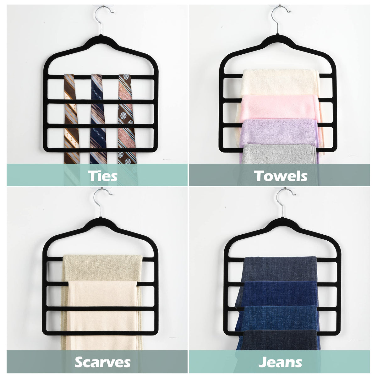 Durable ABS core of Myfolrena velvet hanger supports up to 10 pounds.
