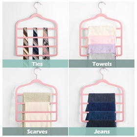 Myfolrena Velvet Pants Hanger showing the 4-layer stack design for multiple pants.