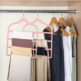 Myfolrena Velvet Pants Hanger used for scarves and ties to reduce clutter.