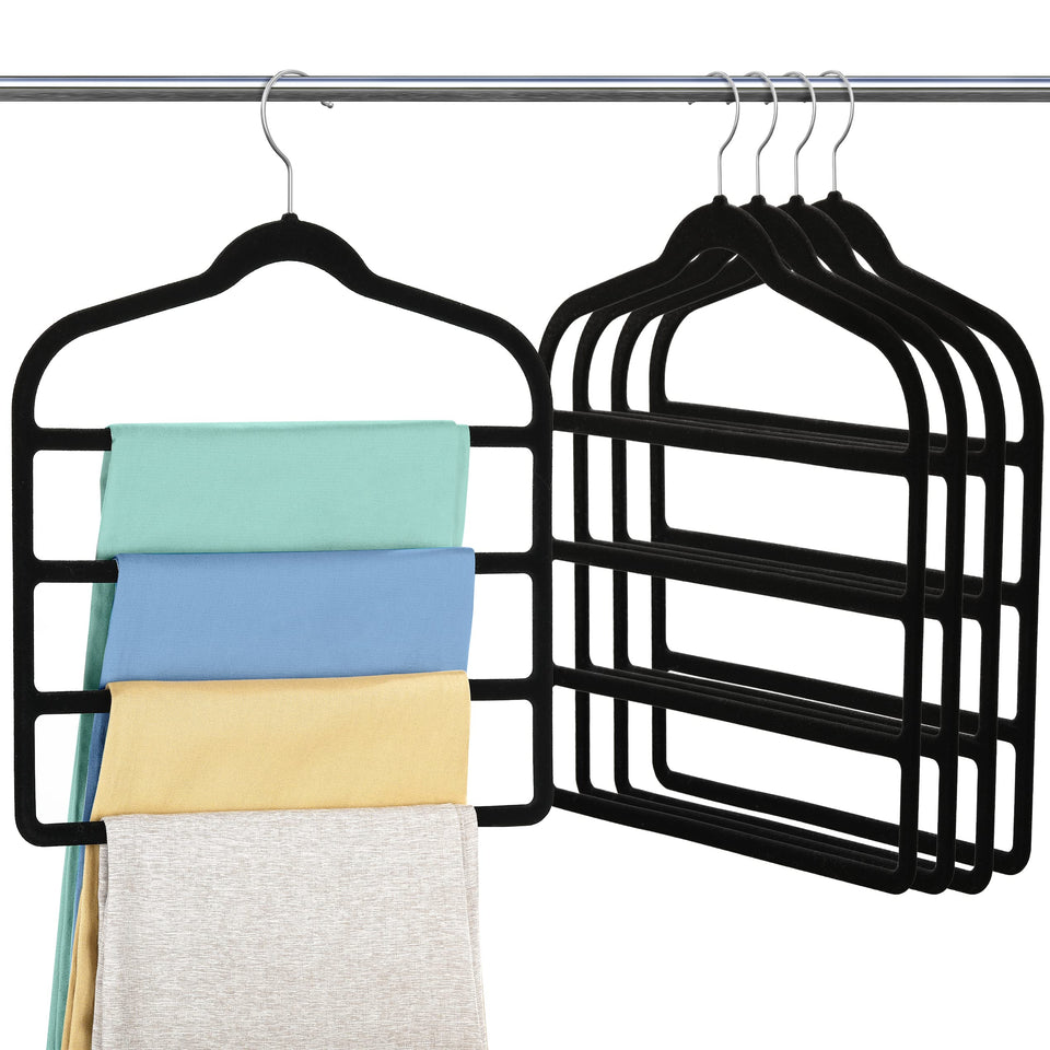 Myfolrena velvet pants hanger with non-slip coating keeps jeans secure.