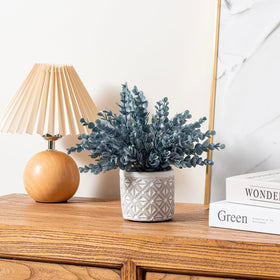 MyGift low-maintenance artificial eucalyptus on a desk for quick styling